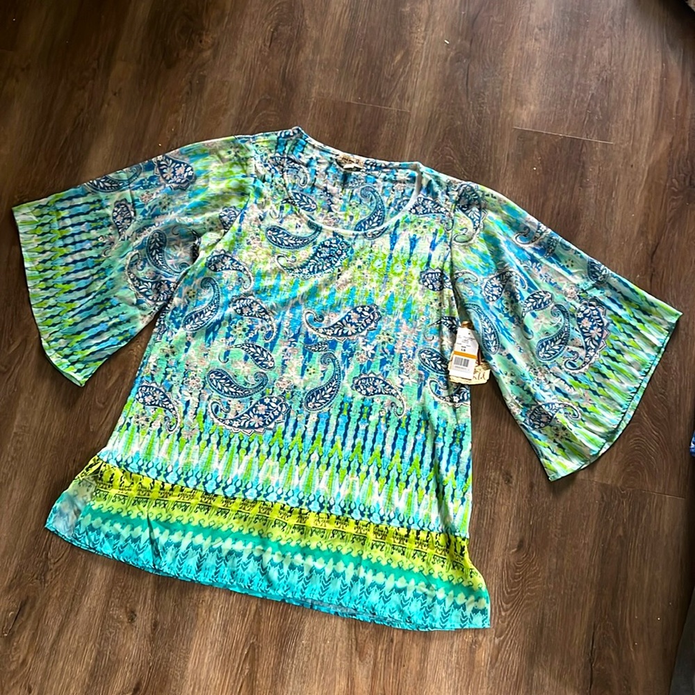 Printed Jeweled Blouse